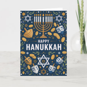 Carte Étoile de David Motif de la Menorah – Joyeux Hanou