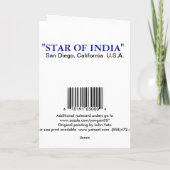 CARTE ÉTOILE DE L'INDE, SAN DIEGO, LA CALIFORNIE (Dos)