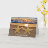 Carte étoile de mer au coucher du soleil pour l'annivers (Fleur jaune)