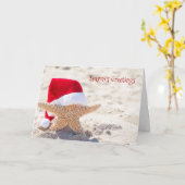 Carte étoile de mer de Noël dans le sable de la plage (Fleur jaune)