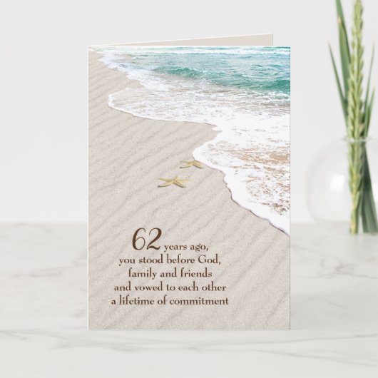 Carte Étoile de mer de plage 62e anniversaire (Devant)