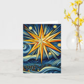 Carte Étoile de Noël Art Cubisme (Fleur jaune)