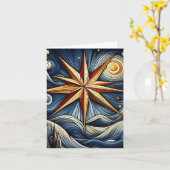 Carte Étoile de Noël Cubisme Art (Fleur jaune)