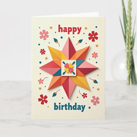 Carte étoile en papier joyeuse (Devant)