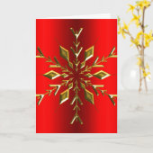 Carte Étoile flocon de neige doré Noël rouge (Fleur jaune)