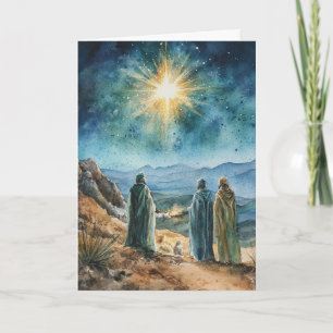 Carte Etoile guide et rois dans la Nativité de l'aquarel