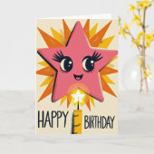 Carte Étoile Rose Joyeuse (Fleur jaune)