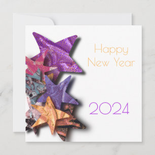 Carte Étoiles brillantes multicolores avec des ombres -