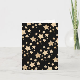 Carte Etoiles brillantes or Joyeux Noël Fête Noir