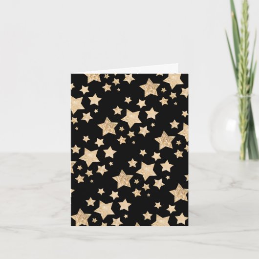 Carte Etoiles brillantes or Joyeux Noël Fête Noir (Devant)
