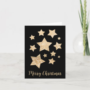 Carte Etoiles brillantes or Joyeux Noël Fête Noir