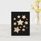Carte Etoiles brillantes or Joyeux Noël Fête Noir (Fleur jaune)