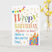 Carte Étoiles, Bunting, bougies Anniversaire (Fleur jaune)