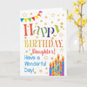 Carte Étoiles, Bunting, bougies pour fille Anniversaire (Fleur jaune)