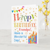 Carte Étoiles, Bunting, bougies pour l'anniversaire de g (Fleur jaune)