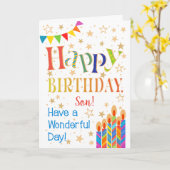 Carte Étoiles, Bunting, bougies pour un anniversaire de (Fleur jaune)