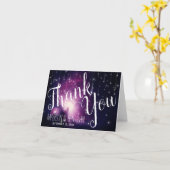 Carte Étoiles célestes violettes Galaxie Merci Mariage (Fleur jaune)