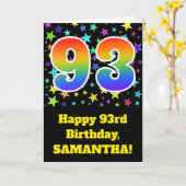 Carte Étoiles colorées + Motif arc-en-ciel "93" Annivers (Fleur jaune)