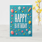 Carte Étoiles de Confettis Joyeux (Fleur jaune)