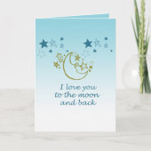 Carte Étoiles de lune et de dos Aqua Ombre (Devant)