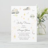 Carte étoiles de lune souriantes Baby shower par courrie (Debout devant)