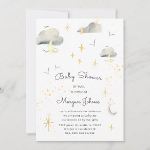 Carte étoiles de lune souriantes Baby shower par courrie