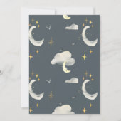 Carte étoiles de lune souriantes Baby shower par courrie (Dos)