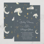 Carte étoiles de lune souriantes Baby shower par courrie (Devant / Derrière)