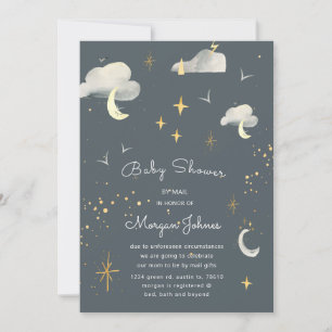 Carte étoiles de lune souriantes Baby shower par courrie
