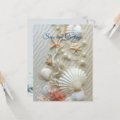Carte Étoiles de mer roses corail perles des mers et sal (Devant/Arrière en situation)