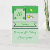 Carte étoiles de nom 16 ans anniversaire vert (Devant)