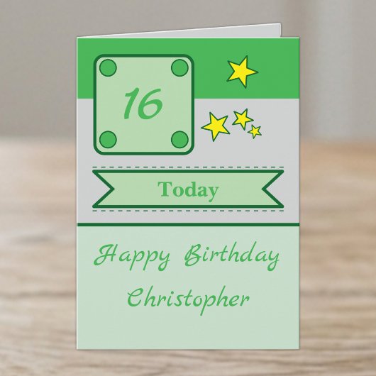 Carte étoiles de nom 16 ans anniversaire vert