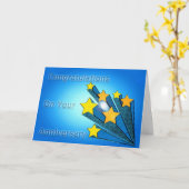 Carte Étoiles de tir pour l'anniversaire de l'employé (Fleur jaune)