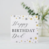 Carte Etoiles d'or et d'argent élégantes Joyeux père d'a (Debout devant)