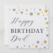 Carte Etoiles d'or et d'argent élégantes Joyeux père d'a (Devant)