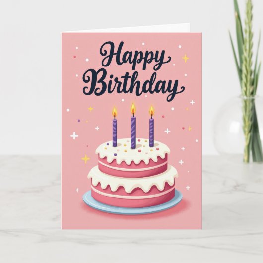 Carte Étoiles et Gâteau d'Anniversaire (Devant)
