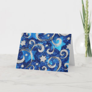 Carte Étoiles et persiennes en bleu et argent