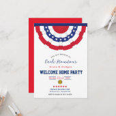 Carte Étoiles et rayures Bienvenue Accueil Fête Invitati (Devant/Arrière en situation)