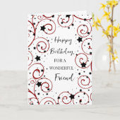 Carte Étoiles et tourbillons Ami Anniversaire (Fleur jaune)