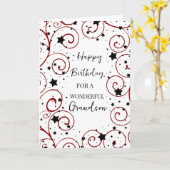 Carte Étoiles et tourbillons Grandson Anniversaire (Fleur jaune)