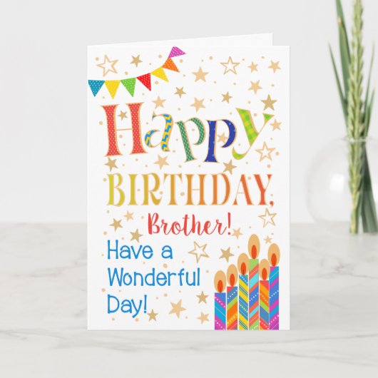 Carte Étoiles, étamine, bougies pour l'anniversaire de (Devant)