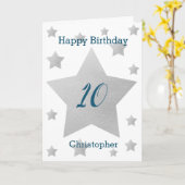 Carte Etoiles gris Aquarelle 10e anniversaire (Fleur jaune)