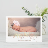Carte Étoiles Joyeuses Fêtes Bébé Photo (Debout devant)
