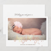 Carte Étoiles Joyeuses Fêtes Bébé Photo (Devant / Derrière)