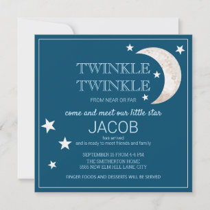 Carte Étoiles Lune Bleu Marine Scintille Petite Étoile B
