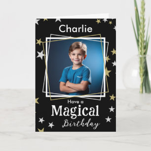 Carte Étoiles Magiques de Fête Photo Nom Message