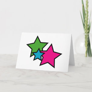 Carte Étoiles Néon Rose Bleu Vert Jolies
