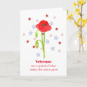 Carte Étoiles patriotiques de vétérans de jour de fleur (Fleur jaune)
