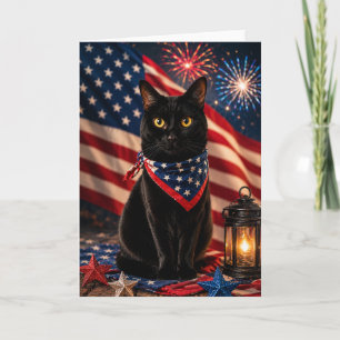 Carte Étoiles, Rayures et Moustaches (Chat noir du 4 jui
