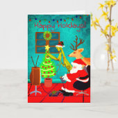 Carte Étrange Père Noël priant Mantis Noël personnalisé (Fleur jaune)